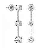 0.50 Carat (ctw) 10K White Gold Round White Diamond Ladies Three Stone Drop Earrings 1/2 CT