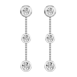 0.50 Carat (ctw) 10K White Gold Round White Diamond Ladies Three Stone Drop Earrings 1/2 CT
