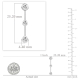0.50 Carat (ctw) 10K White Gold Round White Diamond Ladies Three Stone Drop Earrings 1/2 CT