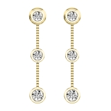 0.50 Carat (ctw) 10K Yellow Gold Round White Diamond Ladies Three Stone Drop Earrings 1/2 CT