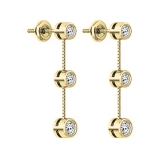 0.50 Carat (ctw) 10K Yellow Gold Round White Diamond Ladies Three Stone Drop Earrings 1/2 CT
