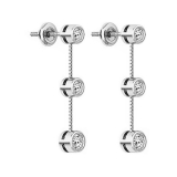 0.50 Carat (ctw) 14K White Gold Round White Diamond Ladies Three Stone Drop Earrings 1/2 CT