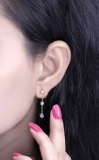 0.50 Carat (ctw) 18K Rose Gold Round White Diamond Ladies Three Stone Drop Earrings 1/2 CT