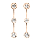 0.50 Carat (ctw) 18K Rose Gold Round White Diamond Ladies Three Stone Drop Earrings 1/2 CT