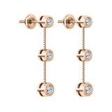 0.50 Carat (ctw) 18K Rose Gold Round White Diamond Ladies Three Stone Drop Earrings 1/2 CT