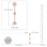 0.50 Carat (ctw) 18K Rose Gold Round White Diamond Ladies Three Stone Drop Earrings 1/2 CT