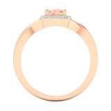 18K Rose Gold 5 MM Cushion Morganite & Round Diamond Bridal Halo Style Swirl Shank Engagement Ring