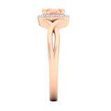 18K Rose Gold 5 MM Cushion Morganite & Round Diamond Bridal Halo Style Swirl Shank Engagement Ring