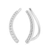 0.15 Carat (ctw) Sterling Silver Round Cut White Diamond Ladies Crawler Climber Earrings