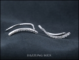 0.15 Carat (ctw) Sterling Silver Round Cut White Diamond Ladies Crawler Climber Earrings
