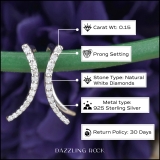 0.15 Carat (ctw) Sterling Silver Round Cut White Diamond Ladies Crawler Climber Earrings