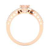 18K Rose Gold 8X6 MM Oval Cut Morganite & Round Cut Diamond Bridal Halo Style Engagement Ring