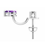 Sterling Silver Marquise Amethyst & Round White Diamond Ladies Stud Earrings Jackets Set