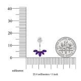 Sterling Silver Marquise Amethyst & Round White Diamond Ladies Stud Earrings Jackets Set