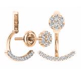 0.25 Carat (ctw) 14K Rose Gold Round White Diamond Pendulum Stud Earring Jackets 1/4 CT