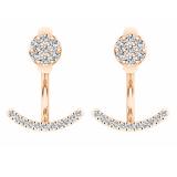 0.25 Carat (ctw) 14K Rose Gold Round White Diamond Pendulum Stud Earring Jackets 1/4 CT