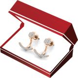 0.25 Carat (ctw) 14K Rose Gold Round White Diamond Pendulum Stud Earring Jackets 1/4 CT