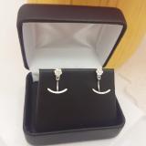 0.25 Carat (ctw) 10K White Gold Round White Diamond Pendulum Stud Earring Jackets 1/4 CT