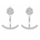 0.25 Carat (ctw) Sterling Silver Round Cut White Diamond Pendulum Stud Earring Jackets 1/4 CT
