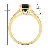 1.50 Carat (ctw) 18K Yellow Gold Round Cut Black Diamond Ladies Bridal Solitaire With Accents Engagement Ring