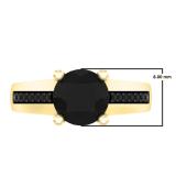 2.40 Carat (ctw) 10K Yellow Gold Round Cut Black Diamond Ladies Bridal Solitaire With Accents Engagement Ring