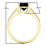 2.40 Carat (ctw) 10K Yellow Gold Round Cut Black Diamond Ladies Bridal Solitaire With Accents Engagement Ring