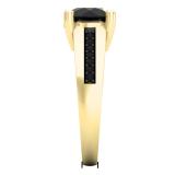 2.40 Carat (ctw) 10K Yellow Gold Round Cut Black Diamond Ladies Bridal Solitaire With Accents Engagement Ring