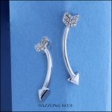 0.06 Carat (ctw) Sterling Silver Round Cut White Diamond Ladies Arrow shaped Climber Earrings
