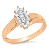 0.28 Carat (ctw) 10K Rose Gold Round White Diamond Ladies Cluster Flower Ring 1/4 CT