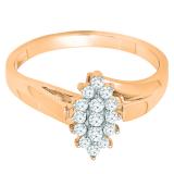 0.28 Carat (ctw) 10K Rose Gold Round White Diamond Ladies Cluster Flower Ring 1/4 CT