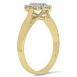 0.28 Carat (ctw) 10K Yellow Gold Round White Diamond Ladies Cluster Flower Ring 1/4 CT
