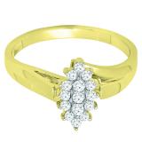0.28 Carat (ctw) 10K Yellow Gold Round White Diamond Ladies Cluster Flower Ring 1/4 CT