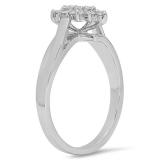 0.28 Carat (ctw) 14K White Gold Round White Diamond Ladies Cluster Flower Ring 1/4 CT