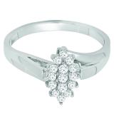 0.28 Carat (ctw) 14K White Gold Round White Diamond Ladies Cluster Flower Ring 1/4 CT