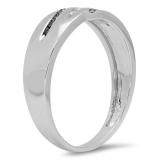 0.20 Carat (ctw) 10K White Gold Round Cut White & Black Diamond Men's 3 Stone Wedding Band 1/5 CT