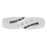 0.20 Carat (ctw) 10K White Gold Round Cut White & Black Diamond Men's 3 Stone Wedding Band 1/5 CT