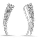 1.35 Carat (ctw) 14K White Gold Round Cut White Diamond Ladies Crawler Climber Earrings