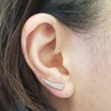 1.35 Carat (ctw) 14K White Gold Round Cut White Diamond Ladies Crawler Climber Earrings