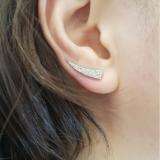 1.35 Carat (ctw) 14K White Gold Round Cut White Diamond Ladies Crawler Climber Earrings