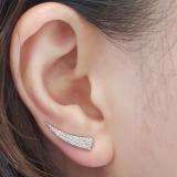 1.35 Carat (ctw) 14K White Gold Round Cut White Diamond Ladies Crawler Climber Earrings
