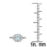 1.40 Carat (ctw) Sterling Silver Emerald Aquamarine & Round White Diamond Ladies Halo Style Bridal Engagement Ring
