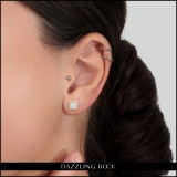 0.12 Carat (ctw) 18K Yellow Gold Plated Sterling Silver Round Diamond Square Shape Men's Hip Hop Iced Stud Earrings