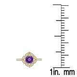 1.10 Carat (ctw) 18K Yellow Gold Round Amethyst And White Diamond Ladies Halo Style Vintage Bridal Engagement Ring 1 CT