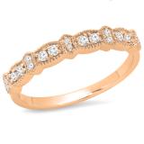 0.15 Carat (ctw) 10K Rose Gold Round White Diamond Ladies Vintage Style Anniversary Wedding Stackable Band