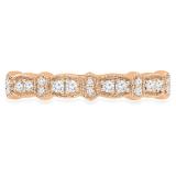 0.15 Carat (ctw) 10K Rose Gold Round White Diamond Ladies Vintage Style Anniversary Wedding Stackable Band