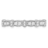0.15 Carat (ctw) 10K White Gold Round White Diamond Ladies Vintage Style Anniversary Wedding Stackable Band