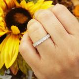 0.15 Carat (ctw) 10K White Gold Round White Diamond Ladies Vintage Style Anniversary Wedding Stackable Band