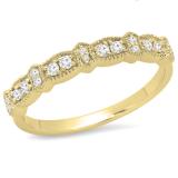 0.15 Carat (ctw) 10K Yellow Gold Round White Diamond Ladies Vintage Style Anniversary Wedding Stackable Band