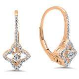 0.42 Carat (ctw) 18K Rose Gold Round Cut White Diamond Ladies Flower Shaped Hoop Earrings
