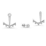 0.40 Carat (ctw) Sterling Silver Round White Diamond Ladies Cluster Stud Earrings Jackets Set